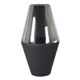 Large Silver and Black Tapered Glass Vase 