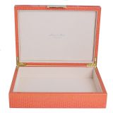 Large Orange Croc Lacquer Box with Gold