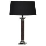 Tall Black Leather Table Lamp